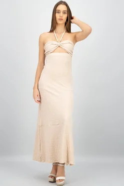 Shasa Textured Halter Maxi dress