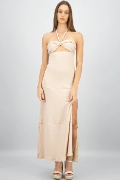 Shasa Textured Halter Maxi dress