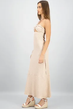 Shasa Textured Halter Maxi dress