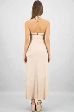 Shasa Textured Halter Maxi dress