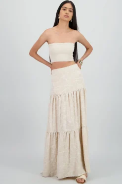 Shasa Textured Maxi Skirt With Ruffles