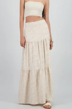 Shasa Textured Maxi Skirt With Ruffles