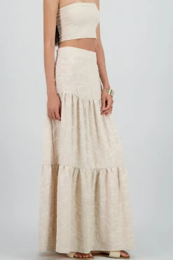 Shasa Textured Maxi Skirt With Ruffles