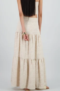 Shasa Textured Maxi Skirt With Ruffles