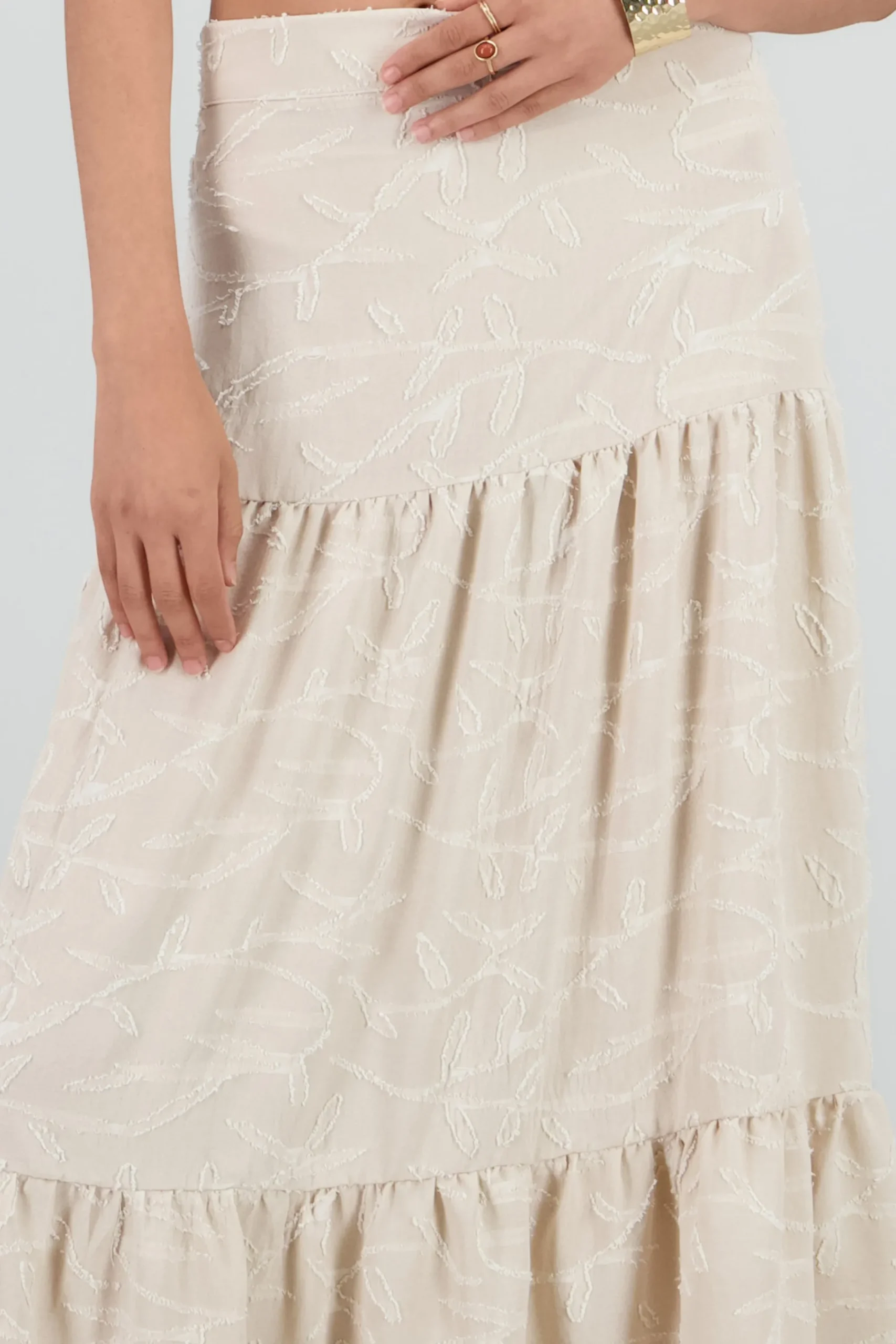 Shasa Textured Maxi Skirt With Ruffles