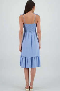 Shasa Textured Midi Dress with Ruffle