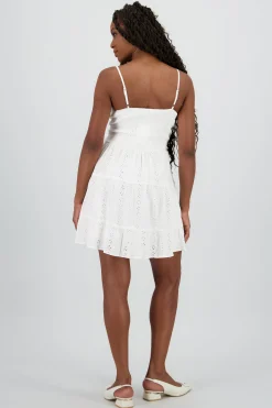 Shasa Textured Mini Dress with Embroidered Detail