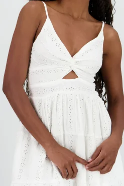 Shasa Textured Mini Dress with Embroidered Detail