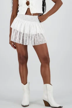 Shasa Textured Mini Skirt with Ruffles