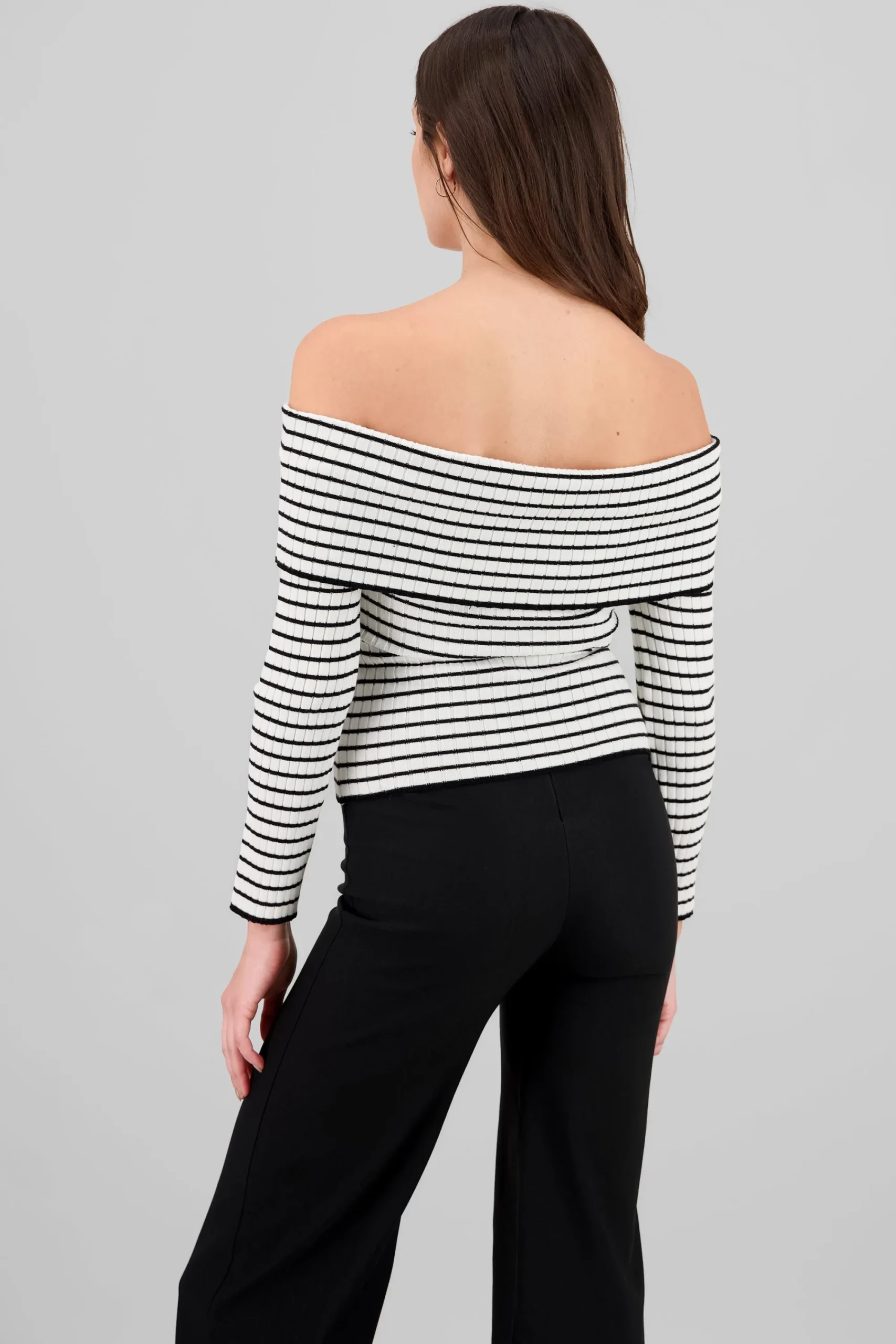 Shasa Textured Off Shoulder Long Sleeve Top