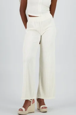 Shasa Textured Pants with Elastic Waistband