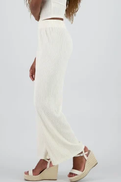 Shasa Textured Pants with Elastic Waistband