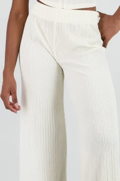 Shasa Textured Pants with Elastic Waistband