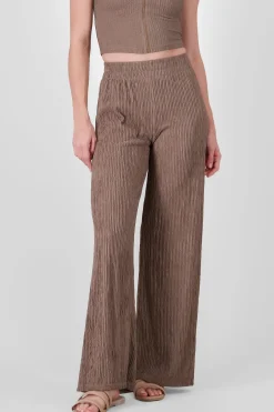 Shasa Textured Pants with Elastic Waistband