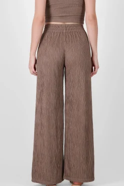 Shasa Textured Pants with Elastic Waistband