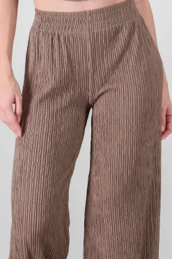 Shasa Textured Pants with Elastic Waistband
