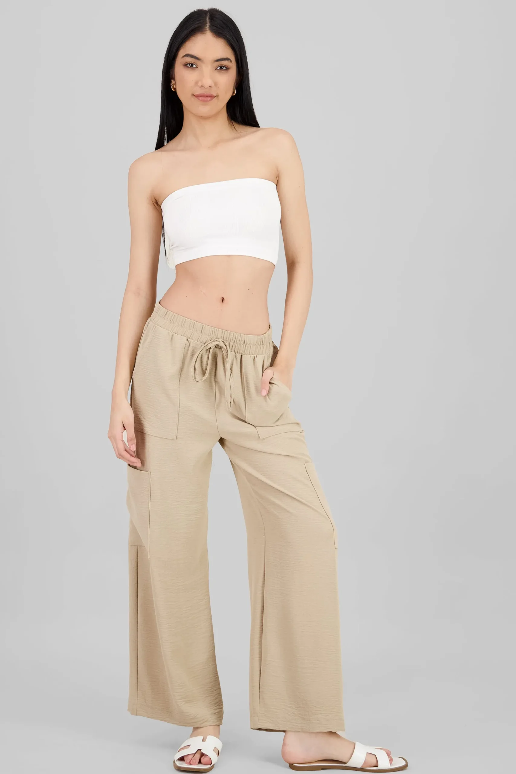Shasa Textured Pants with Pockets