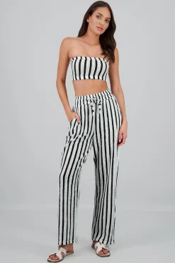 Shasa Textured Pants with Stripes