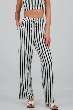 Shasa Textured Pants with Stripes