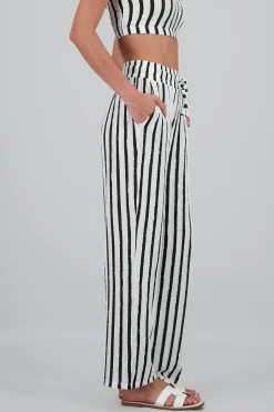 Shasa Textured Pants with Stripes