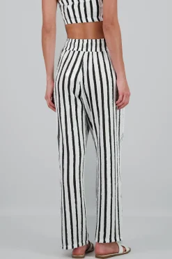 Shasa Textured Pants with Stripes