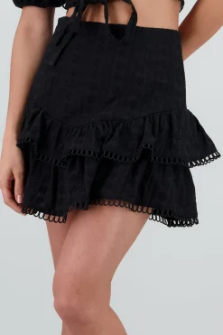 Shasa Textured Ruffle Mini Skirt