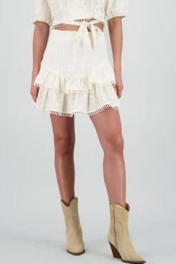Shasa Textured Ruffle Mini Skirt