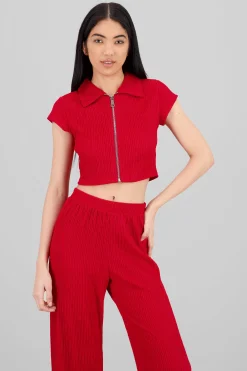 Shasa Textured Short Sleeve Blouse