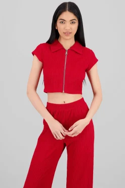 Shasa Textured Short Sleeve Blouse