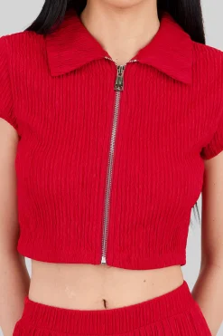 Shasa Textured Short Sleeve Blouse