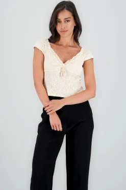 Shasa Textured Short Sleeve Top