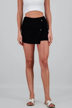 Shasa Textured Skort with Button Detail