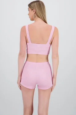Shasa Textured Spaghetti Strap Crop Top