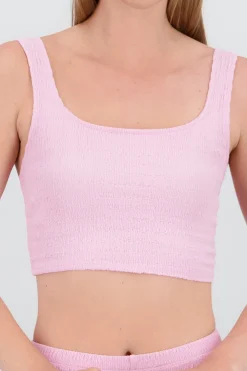 Shasa Textured Spaghetti Strap Crop Top