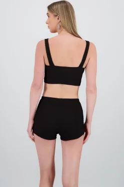 Shasa Textured Spaghetti Strap Crop Top