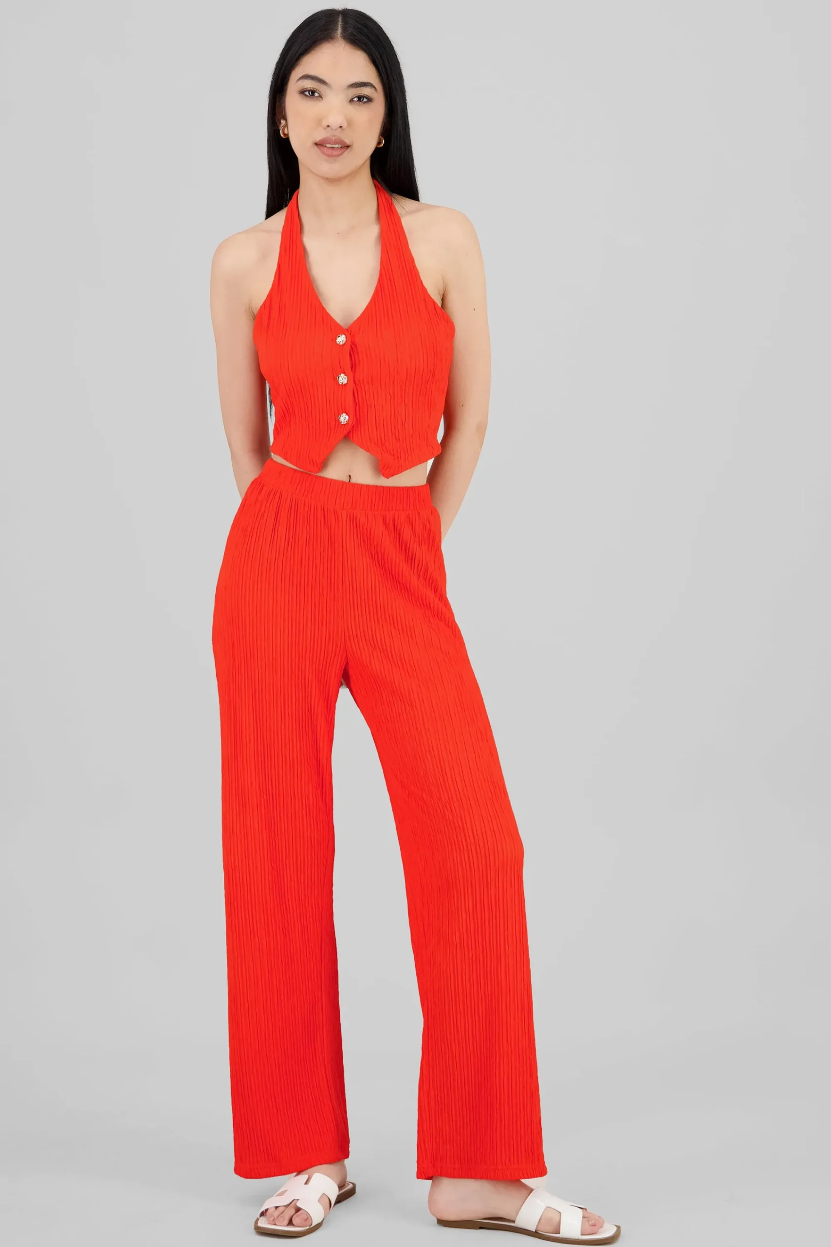 Shasa Textured Straight Pants