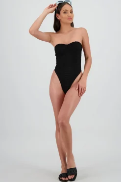 Shasa Textured Strapless Swimsuit