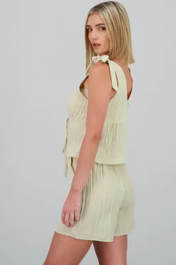 Shasa Textured strappy bow top