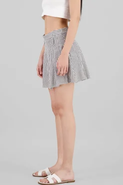 Shasa Textured Striped Mini Pleated Skirt
