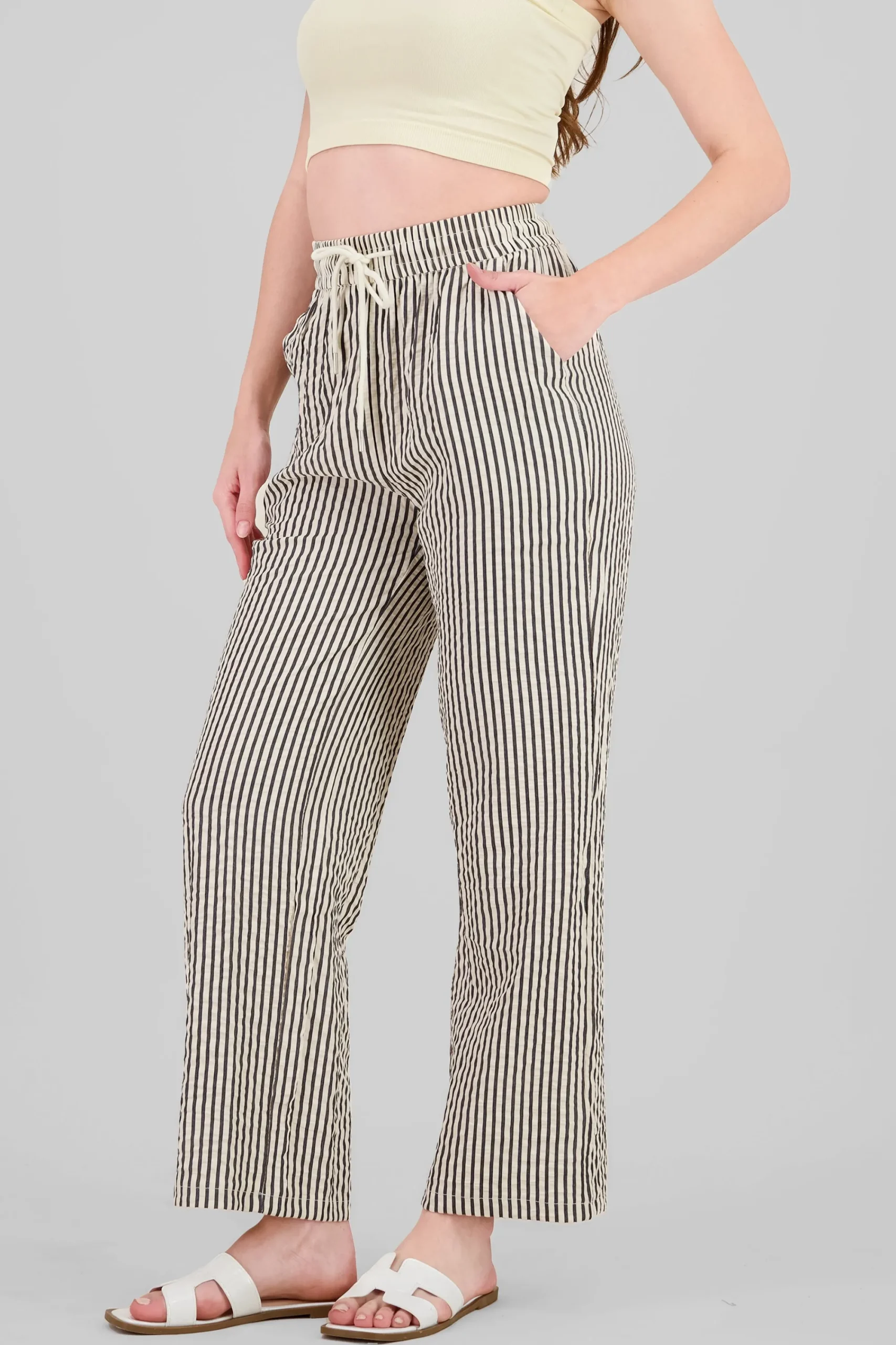 Shasa Textured Striped Pants