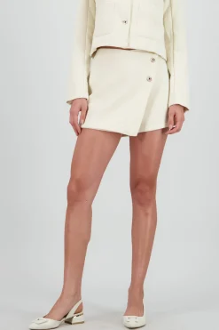 Shasa Textured Wrap Skirt with Buttons