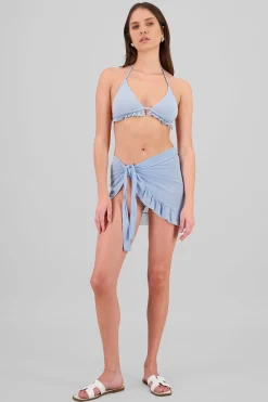 Shasa ThreePiece Bikini with Ruffled Sarong