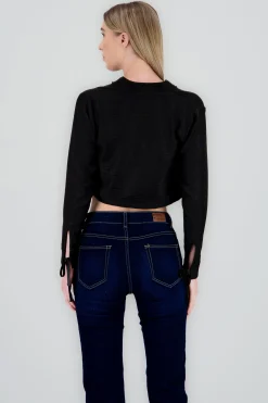 Shasa Tie Ribbon Cropped Shirt