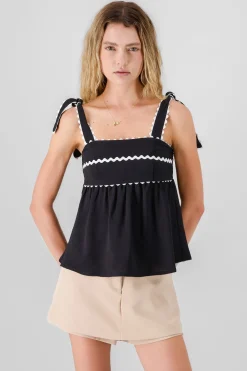 Shasa Tie Strap Contrast Detail Top