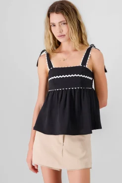 Shasa Tie Strap Contrast Detail Top