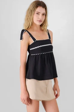Shasa Tie Strap Contrast Detail Top