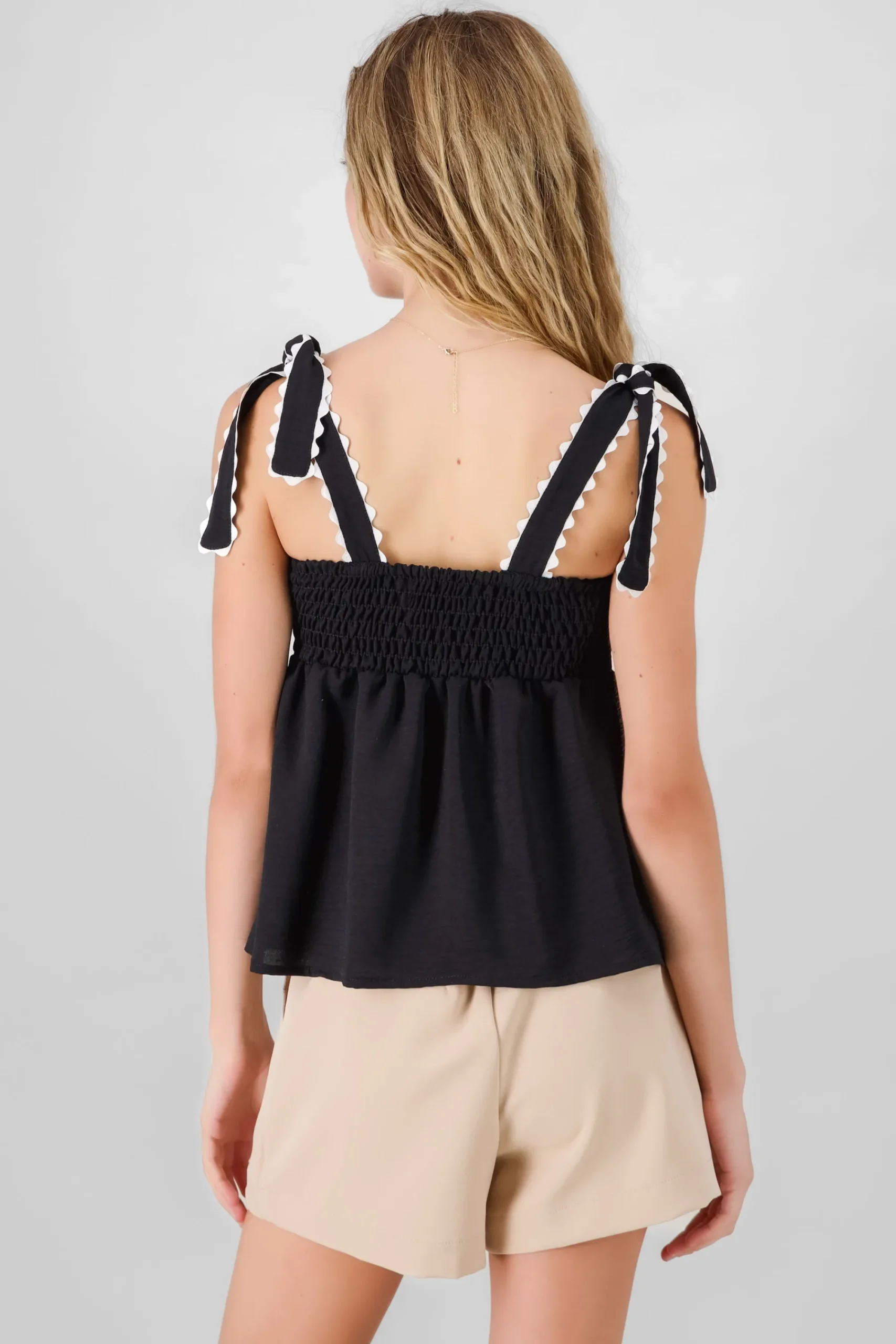 Shasa Tie Strap Contrast Detail Top
