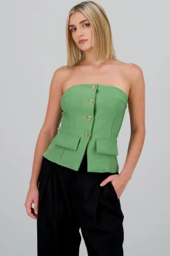 Shasa Top with Pockets and Button Accents