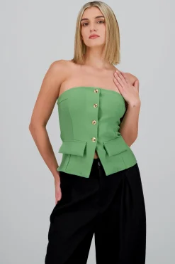 Shasa Top with Pockets and Button Accents