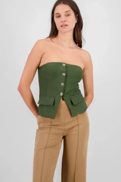 Shasa Top with Pockets and Button Accents
